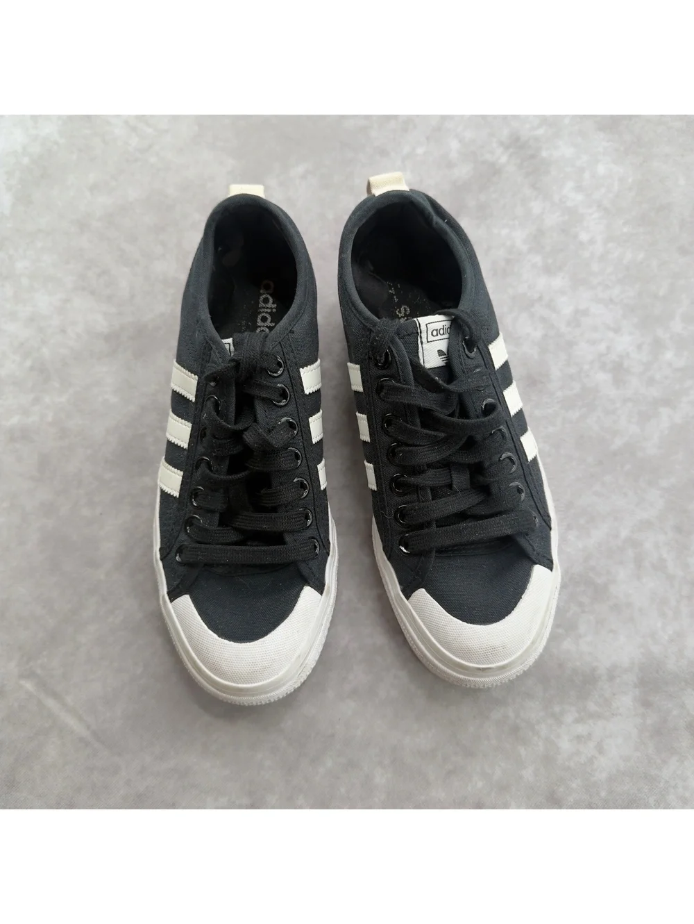 Adidas Nizza Black White Canvas Platform Sneakers Chunky Shoes Size 8